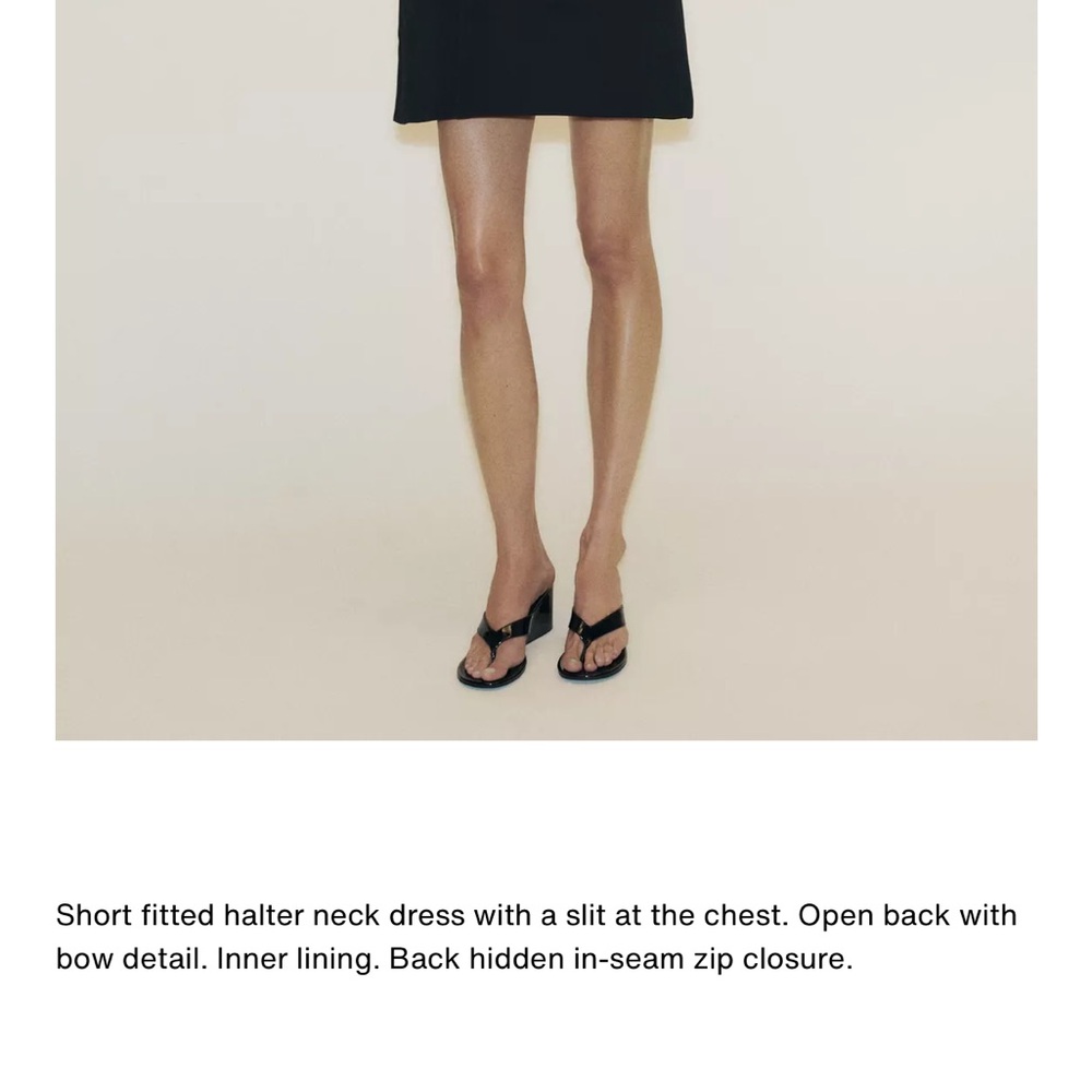 Zara NWT open bow back choker collar feel v neck black luxe thick mini dress - Picture 4 of 11